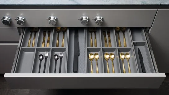 ewe Legrabox AmbiaLine Ladeneinsatz-Set aus Stahlblech oriongrau 100 cm Ladeneinsätze in offener Küchenschublade